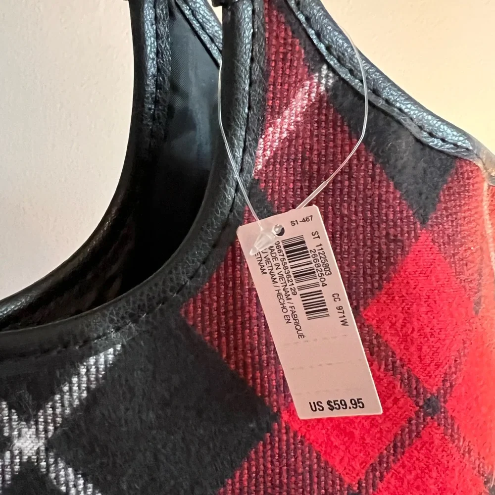 VICTORIA'S SECRET Black and Red Plaid Tote Shoulder Bag